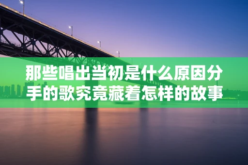 那些唱出当初是什么原因分手的歌究竟藏着怎样的故事？