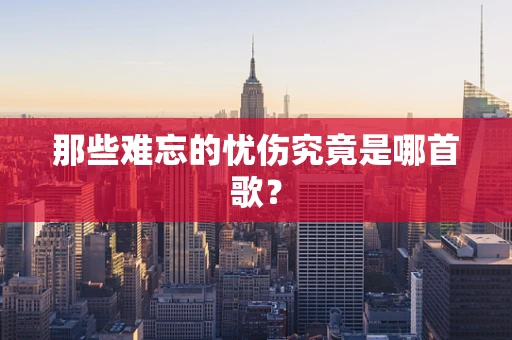 那些难忘的忧伤究竟是哪首歌？
