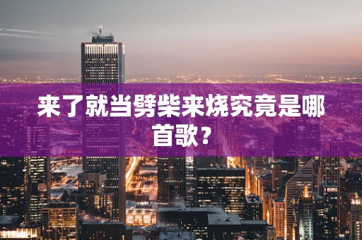 来了就当劈柴来烧究竟是哪首歌？