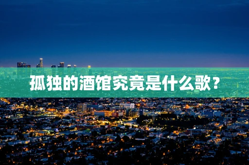 孤独的酒馆究竟是什么歌？