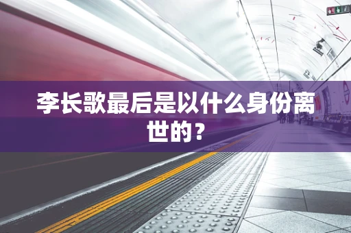 李长歌最后是以什么身份离世的？