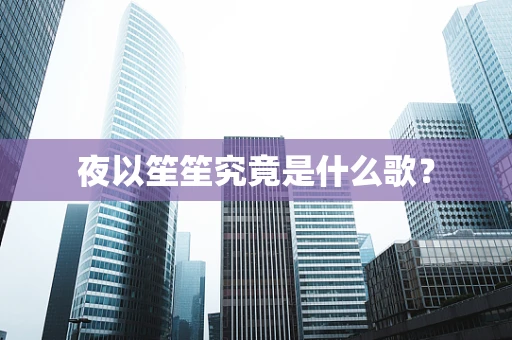 夜以笙笙究竟是什么歌？