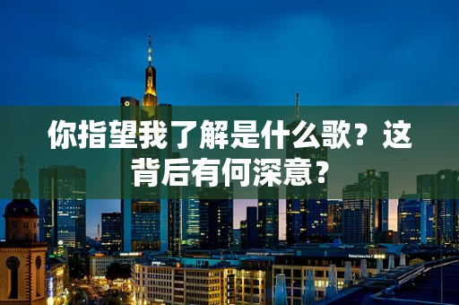 你指望我了解是什么歌？这背后有何深意？
