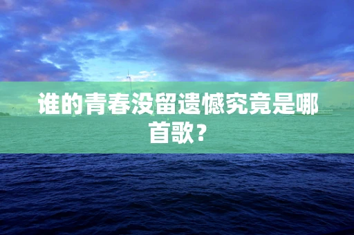 谁的青春没留遗憾究竟是哪首歌？
